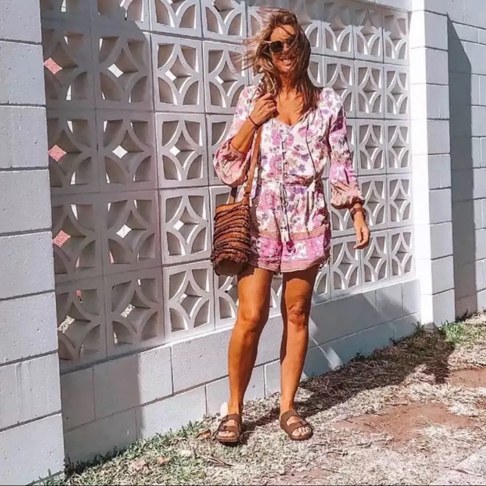 Boho Gypsy Floral Print Jumpsuit Romper Wild bloom - Picture 9 of 9